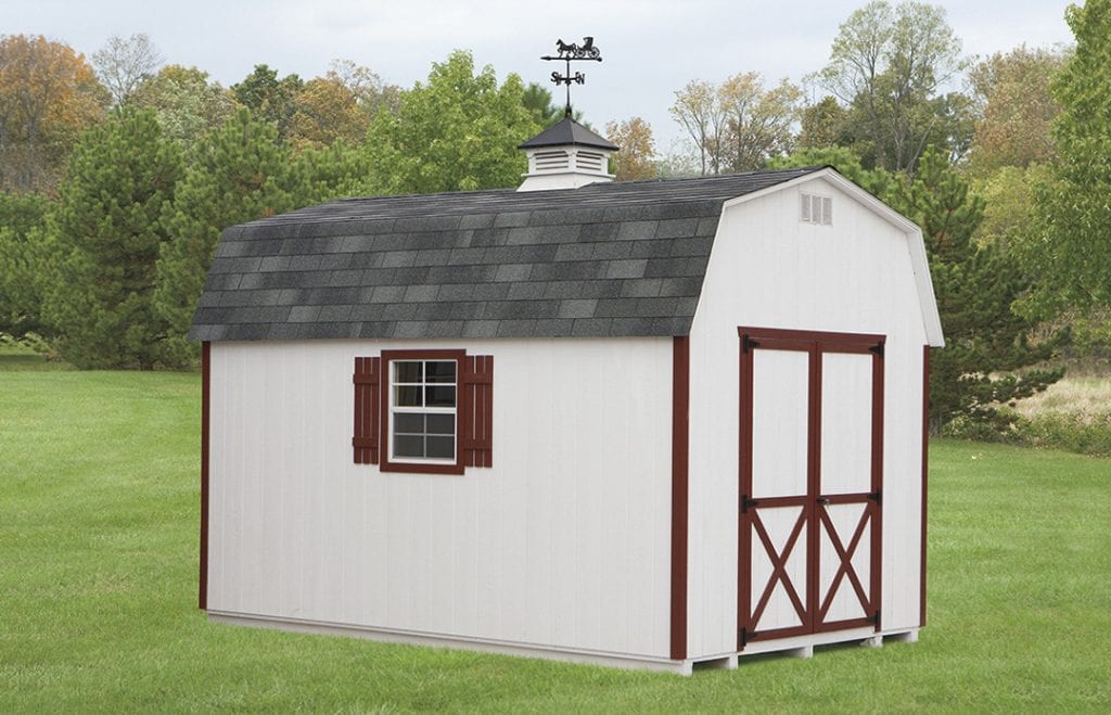 10 x 14 mini barn with weathervane