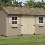 10 x 16 quaker shed with 2 windows and double door